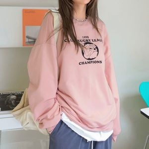 Drop Shoulder Slogan Graphic Sweatshirt (no white tshirt)